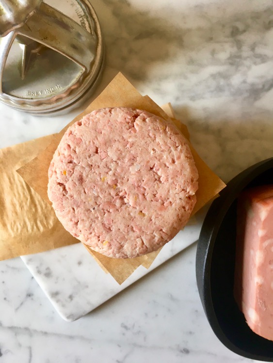 Mortadella Bologna Burger with caramelized onion